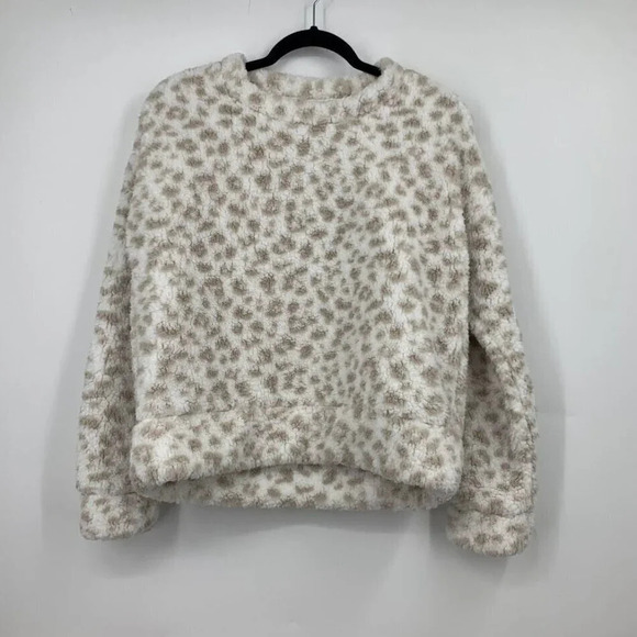 Thread & Supply Women's Wubby White Leopard Crewneck Soft Comfy Sweater Sz S NWT - Picture 1 of 9